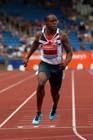 James Dasaolu breaking 10 seconds in the 100 metres at the Sainsbury's British Championships, Birmingham.